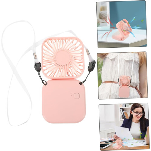 Mini Ventoinha Dobrável USB para Pescoço e Mesa Rosa 2