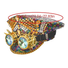 (Silver) Gold Diamonds Gothic Punk Rock Hat Halloween Costume Accessories Nightclub Party Luxury Cosplay Props Performance Stage Silver