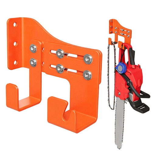 Chainsaw Holder Wall Mount Heavy Duty Adjustable Chainsaw Hanger with 2 Hooks for Garage Chainsaw Storage Tool Storage 2