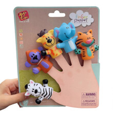 (E Style) Soft Animal Hand Puppets Pack of 5 Children Role Play Toy Safe PVC Material for Creative Storytelling Play Multicolor