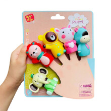 (D) Soft Animal Hand Puppets Pack of 5 Children Role Play Toy Safe PVC Material for Creative Storytelling Play Multicolor