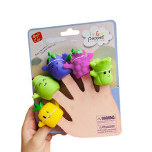(A) Soft Animal Hand Puppets Pack of 5 Children Role Play Toy Safe PVC Material for Creative Storytelling Play Multicolor
