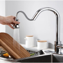 Ausziehbarer Küchenarmatur-Brausekopf, 3 Strahlarten, Chrom-Finish, Aufsatz für Spülbecken- und Badezimmerarmaturen