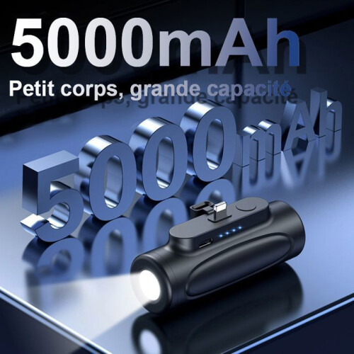 Mini batería externa para iPhone de 5000 mAh y 20 W con 2