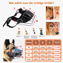 Metall- und Ledermaulkorb für große Hunde, Beißschutz und Sicherheitsgefühl, passend für die meisten Hunde, XL