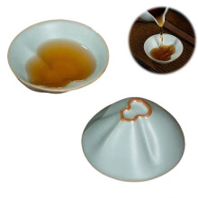 Ru Kiln Tea Cup, Single Cup for Tea Tasting, Ceramic Personal Tea Set, Ru Porcelain Gourd - Shaped Cup