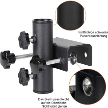 Universelle Balkon-Sonnenschirmklemme, Sonnenschirmhalterung für Geländer, passend für Stangendurchmesser 23–38 mm, maximale Klemmbreite
