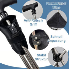 Schwarzer, faltbarer Trekkingstock aus Aluminium mit Sitzfunktion, multifunktionaler Outdoor-Wanderstock mit rutschfestem Griff, schnell ein