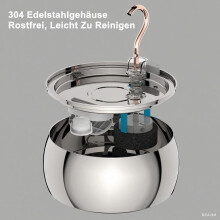 4L koperen waterdispenser voor huisdieren, gemaakt van 304 roestvrij staal, werkt op USB, automatische waterfontein voor katten en honden