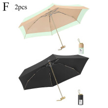 (2pcs, black solid) Compact Travel Umbrella Upf 50 Uv Protection Sun Blocking Mini Umbrellas For Men And Women P3e8