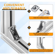 24 soportes de esquina de perfil de aluminio, 30x30 ranuras, 8 conectores de extrusión, soportes de montaje en pared de 90 grados para Frami