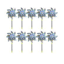 (Onesize, 10pcs Silver) Reflect Lightdrive Bird Windmill Bird Scarers for Gardens Rainbow Windmill