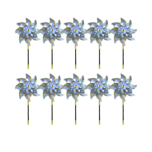 (Onesize, 10pcs Silver) Reflect Lightdrive Bird Windmill Bird Scarers for Gardens Rainbow Windmill