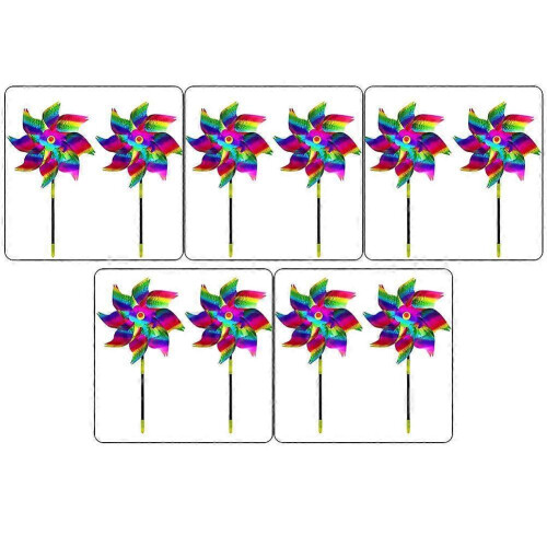 (Onesize, 10pcs Gradient) Reflect Lightdrive Bird Windmill Bird Scarers for Gardens Rainbow Windmill