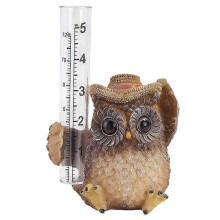 American style Garden Gnome Rain Gauge Owl Ornament Resin Sculpture Garden Bird Outdoor