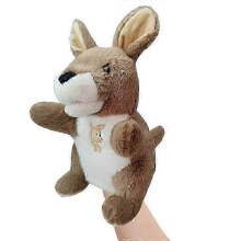 (Kangaroo) 25cm Movable Mouth Bear Puppet for Kids, Animal Hand Puppets for Storytelling and Play_zyw3