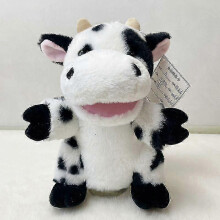 (Cow) 25cm Movable Mouth Bear Puppet for Kids, Animal Hand Puppets for Storytelling and Play_zyw3