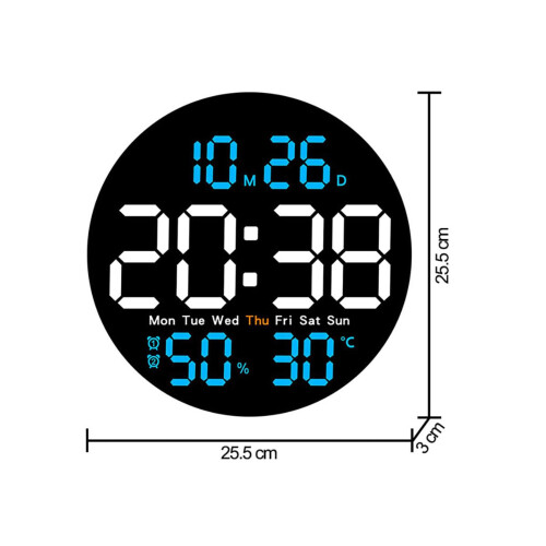 Digital Wall Clock with Remote Control, LED Clock with 10-Level Brightness Adjustment, Auto Dimming, Wall Calendar and T 1