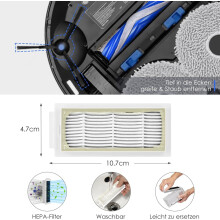 Accessory Kit for DEEBOT T30 PRO Omni and T30 Omni Robot Vacuum, 4 Dust Bags, 1 Main Roller Brush, 4 Side Brushes, 2 Fil