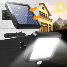 Luces solares exteriores con sensor de movimiento, 56 LED, cable de 5 m, resistentes al agua, para jardín y patio.