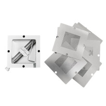 Station de Rebillage BGA Argent 90x90 mm avec 10 Pochoirs Universels pour la Réparation et le Soudage de Puces