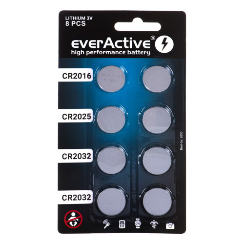 8 lithium battery set everActive 4 x CR2032, 2 x CR2025, 2 x CR2016 1
