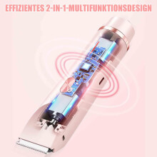 Women’s Electric Facial and Body Hair Trimmer, 2 in 1 Dual Head, USB Rechargeable, IPX7 Waterproof, Pink, Gentle Persona