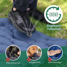 Inflatable Camping Sleeping Pad, 9cm Thick Ultralight Self-Inflating Mat with Pillow, Waterproof Foldable Sleeping Mat,