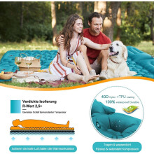 Ultralight Inflatable Camping Sleeping Mat with Pillow, 9 cm Thick Waterproof Foldable Self-Inflating Sleeping Pad for H