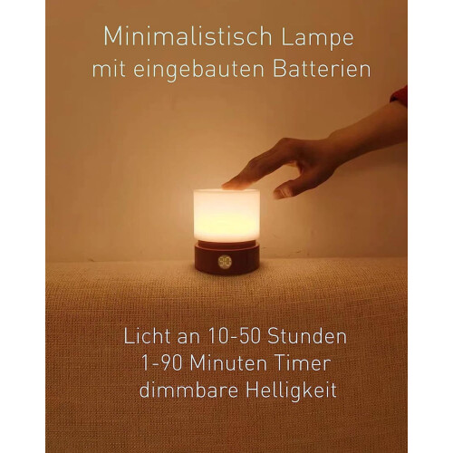 Night Light with Timer, 3 Modes, 3000K Dimmable, Rechargeable Built-In Battery, Warm White Lamp 1