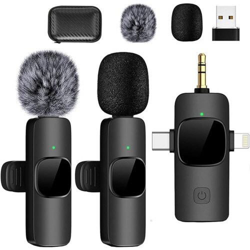 3-in-1 Wireless Lavalier Microphone for Phone, Camera and USB-C Devices, Compact Clip-On Audio Mic 2