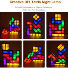Tetris Stackable LED Desk Lamp, Decorative Night Light, Super Bright, Fun for Kids, Colorful Modern Table Light