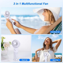 Mini ventilador portátil recargable con función de nebulización, 4 velocidades, humidificador integrado, batería con autonomía de 4 a 15 hor