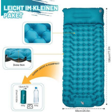 Colchoneta inflable para acampar, colchoneta ultraligera de 9 cm de grosor con almohada, colchoneta autoinflable, impermeable y plegable.