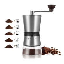 Manual Coffee Grinder with Ceramic Burr Mill, Adjustable 8-Setting Espresso Grinder for Home Brewing