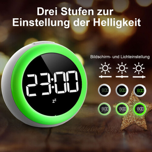 Voice Activated Alarm Clock, Dimmable Display, Dual Alarm Settings, Temperature Display, Compact Bedside Clock 2