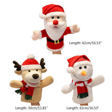 Snowman Elk Santa Claus Hand Puppet Christmas Hand Puppets Xmas Holiday Party Supplies Gifts for Toddler Kids 3 Styles Multicolor