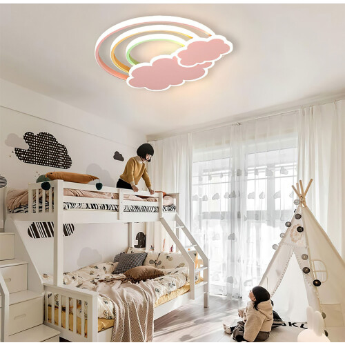 LED Cloud Ceiling Light, Dimmable 57W, 55 cm, Childrens Room Light, Stepless Dimming, Remote Control, Timer Function, Mo 2