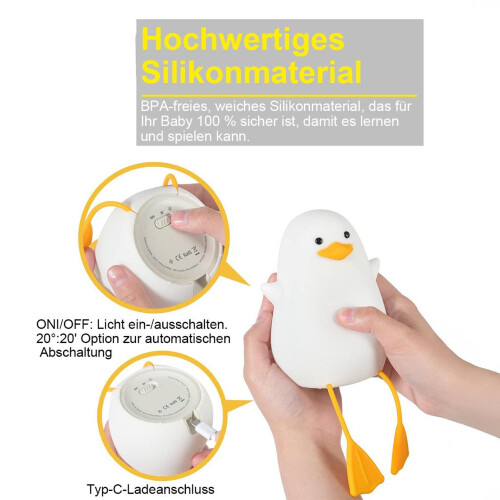 Night Light, Kids Bedside Lamp with Touch Switch, 30-Minute Timer, 8 to 12 Hours Continuous Light, 3-Level Warm Light, S 1