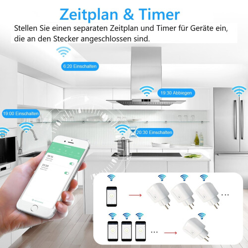 4 Pack Smart WiFi Plug, App Controlled Wireless Socket, 16A 3520W Timer Outlet for Home Use 1