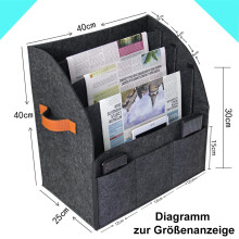 Estante para periódicos y revistas, organizador de almacenamiento plegable moderno para cestas grandes de fieltro para periódicos, divisor d