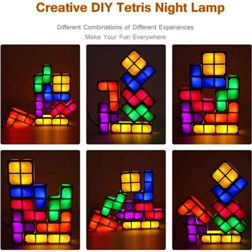 Tetris Stackable LED Desk Lamp, Decorative Night Light, Super Bright, Fun for Kids, Colorful Modern Table Light 2