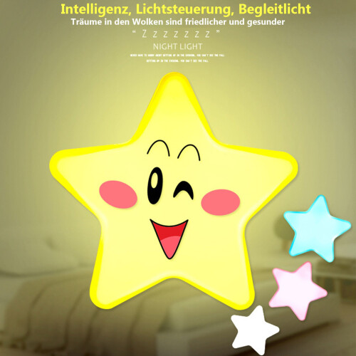 LED Star Night Light, Light-Sensitive Plug-In Night Lamp for Socket, 80 x 80 mm, Soft Warm Glow 2