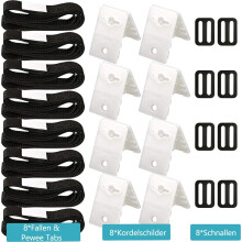 8 Piece Pool Cover Tie Strap and Clip Set, Replacement Reel System Parts, Adjustable and Cut to Length, 1.8 m Hold-Down