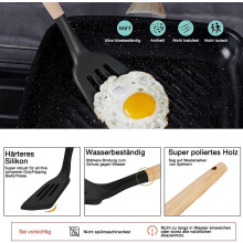 Kitchen Utensil Set, 18 Piece Silicone Cookware Set, Non Stick Heat Resistant Spatula Set with Wooden Handles, Black