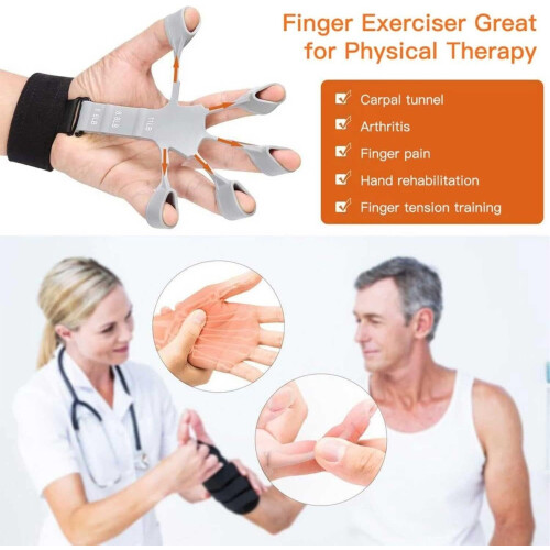 2 Pack Adjustable Silicone Finger Exerciser Hand Grip Strength Trainer, Durable and Non-Deforming Hand Training Tool for 2