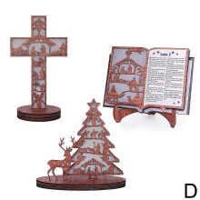 (1PC, 3-tlg) MUMQAQ Wooden Christmas Tree Elk Easter Decoration -Luminous Nativity Ornaments Ornaments Scene Party