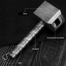 Hammer Bottle Opener with Magnet, Silver Retro Beer Opener, Fridge Magnet, 16.5 cm Long, Durable Metal Handle