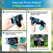 Universal Smartphone Adapter for Telescope Eyepiece, Secure Phone Mount for Digiscoping and Photography