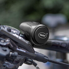 Elektrický zvonček na bicykel, klaksón na bicykel 125 dB, alarm proti krádeži, vodeodolný IPX5, s 2 silikónovými popruhmi, čierny